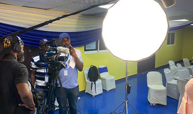 Ben aand his camera crew on a documentary production in Ibadan